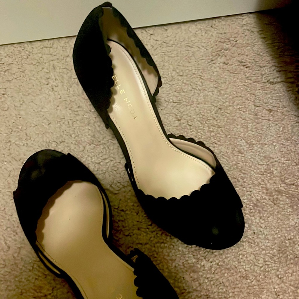 Black suede heels